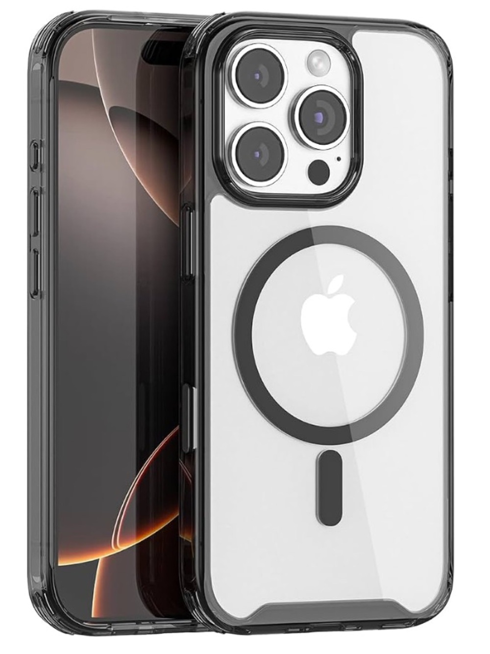 Clear MagSafe-Compatible iPhone Case — Black 16 Pro Max